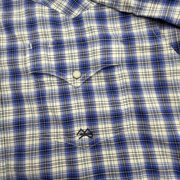 Miller Ranch Mens Plaid Snap Button Western Shirt Blue White Size L - Picture 5 of 9